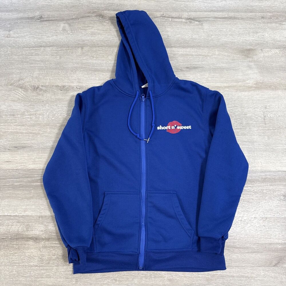Sabrina Carpenter Hoodie Adult Medium Blue Short N Sweet Full Zip Graphic